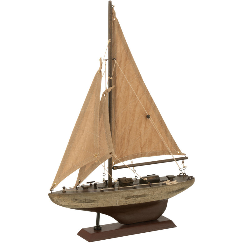 Voilier déco vintage 30 cm en Bois de paulownia Marron Auro - 1