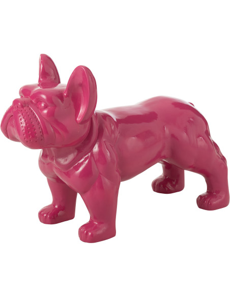 Statue déco moderne Bulldog 88 cm en Résine Rose fuchsia Mgo - 1