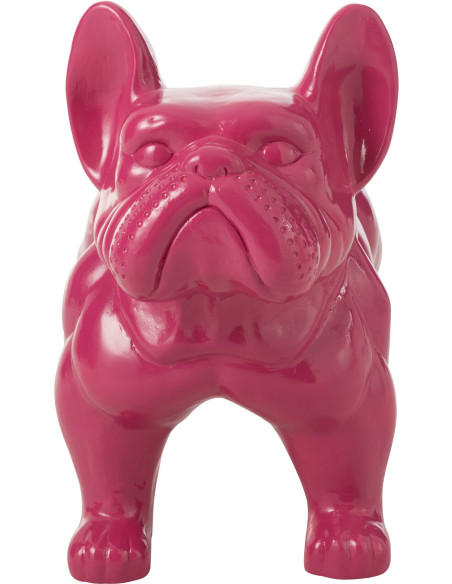 Statue déco moderne Bulldog 88 cm en Résine Rose fuchsia Mgo - 2