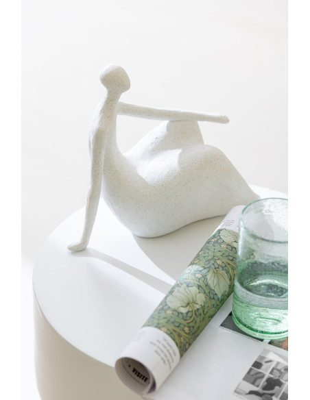 Statuette déco Femmes abstraites assises Hauteur 22 cm en Résine Blanc Mat Rizu (Lot de 2) - 2