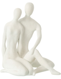 Statuette déco Couple abstrait assis Hauteur 35 cm en Résine Blanc Mat Rizu - 1