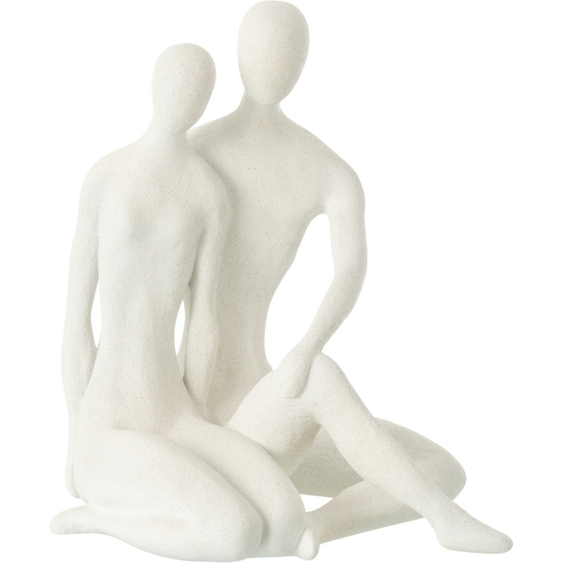Statuette déco Couple abstrait assis Hauteur 35 cm en Résine Blanc Mat Rizu - 1