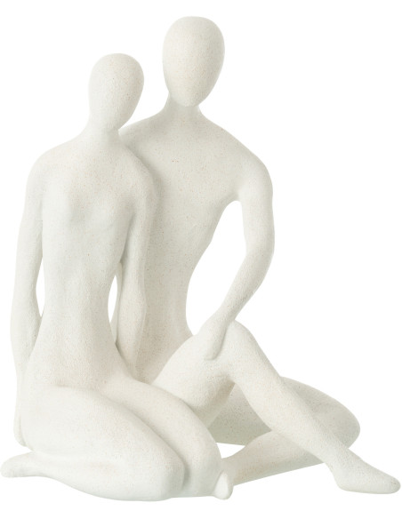 Statuette déco Couple abstrait assis Hauteur 35 cm en Résine Blanc Mat Rizu - 1