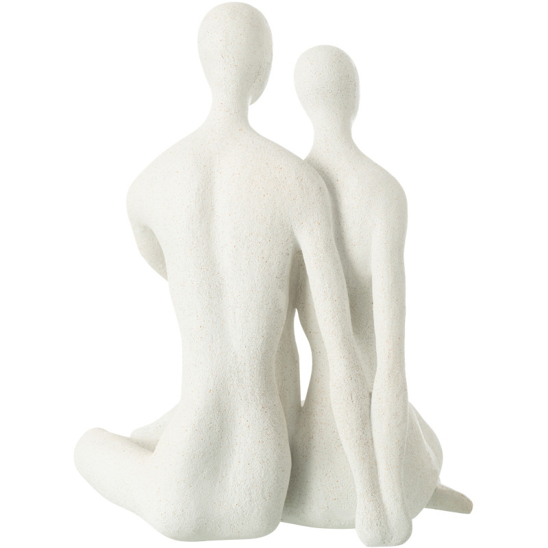 Statuette déco Couple abstrait assis Hauteur 35 cm en Résine Blanc Mat Rizu - 3