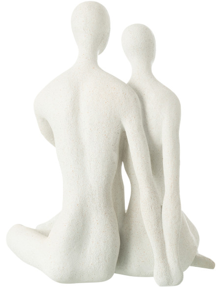 Statuette déco Couple abstrait assis Hauteur 35 cm en Résine Blanc Mat Rizu - 3