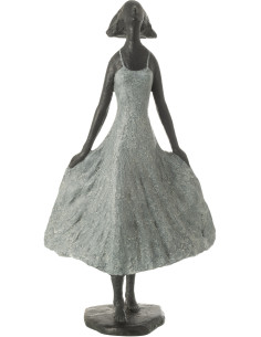 Statue déco Femme dans le vent Hauteur 54 cm en Résine Gris Noir Kavo - 1