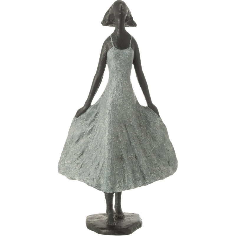 Statue déco Femme dans le vent Hauteur 54 cm en Résine Gris Noir Kavo - 1
