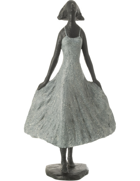 Statue déco Femme dans le vent Hauteur 54 cm en Résine Gris Noir Kavo - 1
