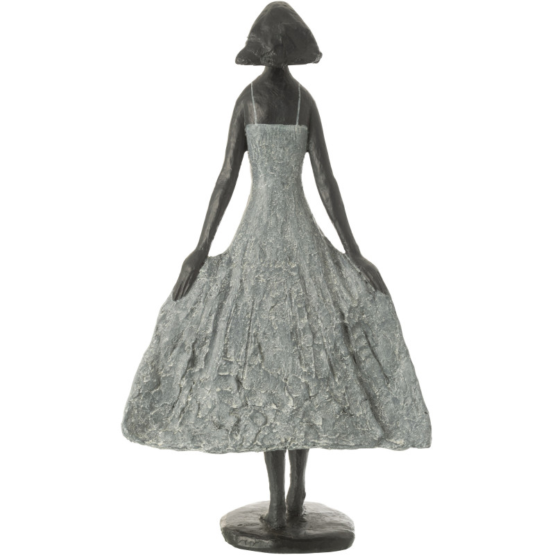 Statue déco Femme dans le vent Hauteur 54 cm en Résine Gris Noir Kavo - 4