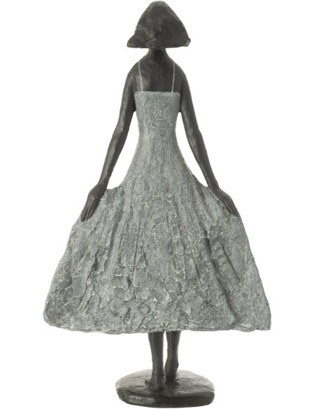 Statue déco Femme dans le vent Hauteur 54 cm en Résine Gris Noir Kavo - 4