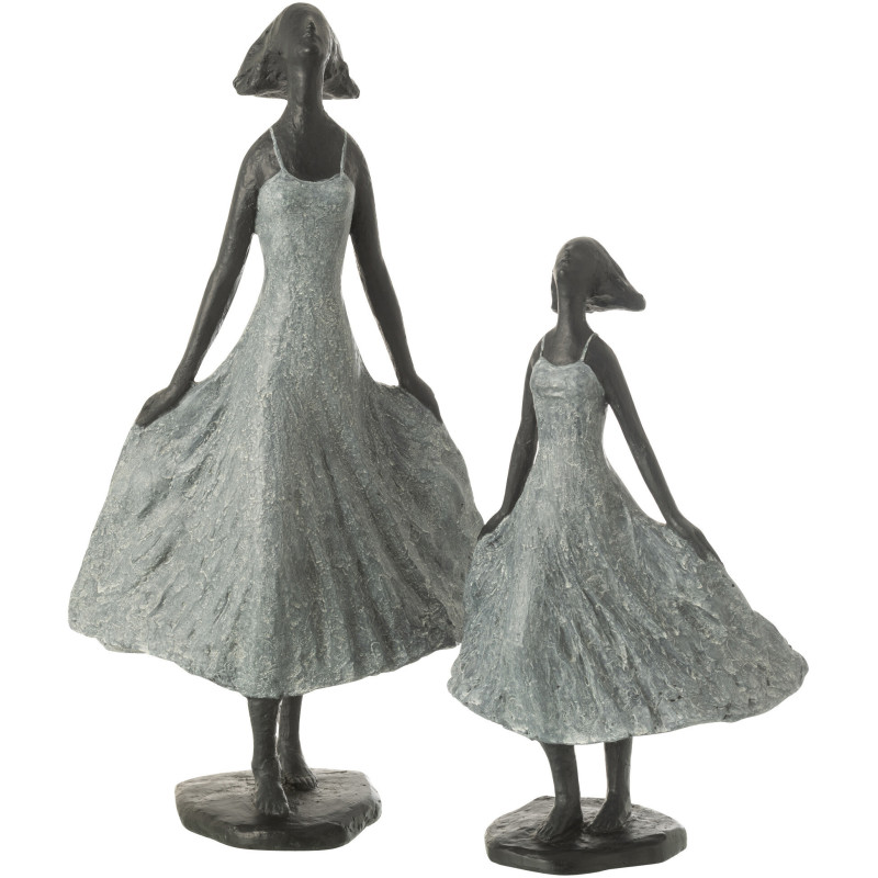 Statue déco Femme dans le vent Hauteur 54 cm en Résine Gris Noir Kavo - 5