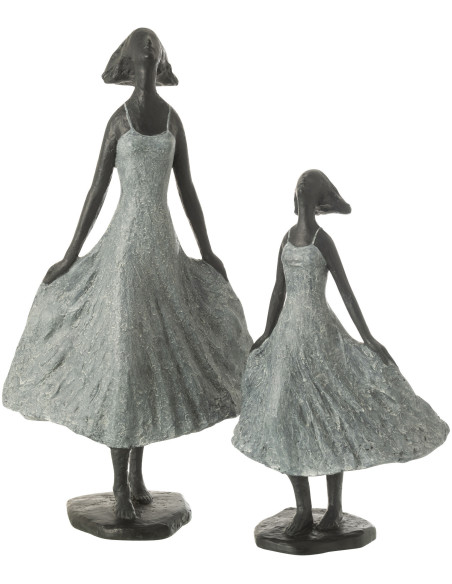 Statue déco Femme dans le vent Hauteur 54 cm en Résine Gris Noir Kavo - 5