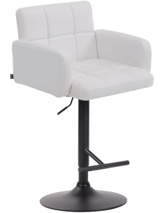 Tabouret de bar moderne chic en Polyuréthane Blanc Métal Noir Roman - 1