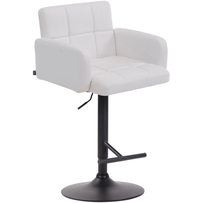 Tabouret de bar moderne chic en Polyuréthane Blanc Métal Noir Roman - 1