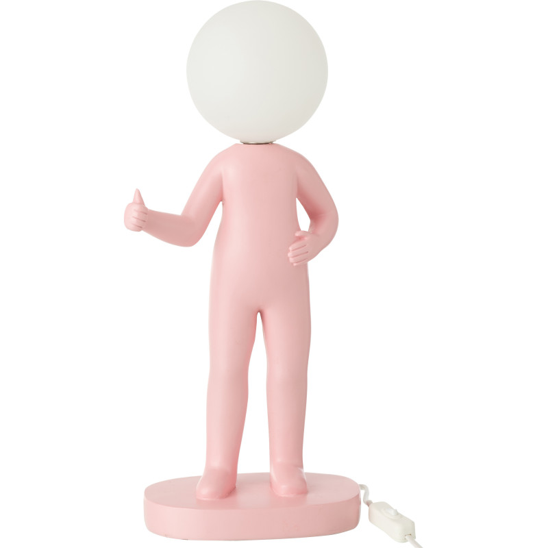 Lampe à poser originale Bonhomme Pouce Hauteur 44 cm en Résine Rose Kadi - 1