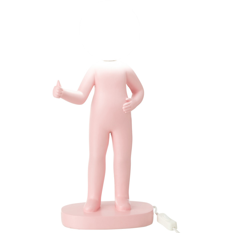 Lampe à poser originale Bonhomme Pouce Hauteur 44 cm en Résine Rose Kadi - 2