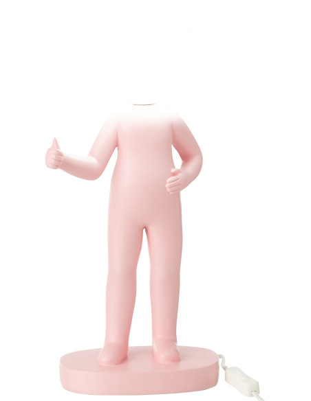 Lampe à poser originale Bonhomme Pouce Hauteur 44 cm en Résine Rose Kadi - 2