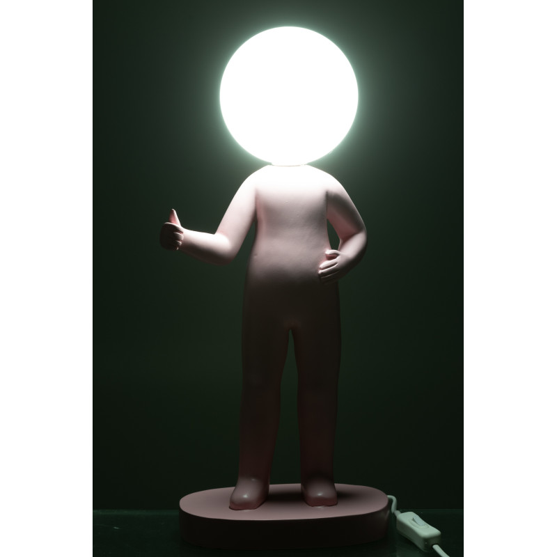 Lampe à poser originale Bonhomme Pouce Hauteur 44 cm en Résine Rose Kadi - 3