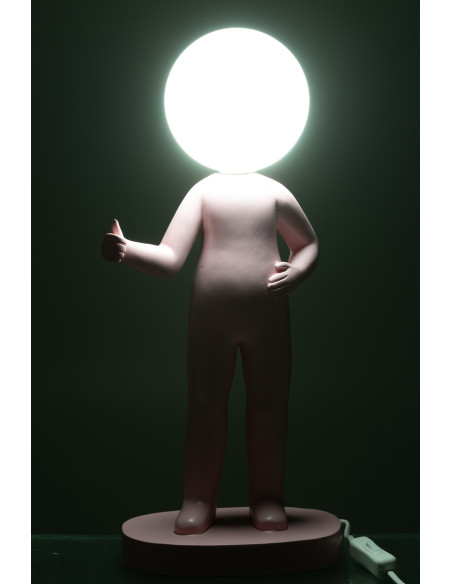 Lampe à poser originale Bonhomme Pouce Hauteur 44 cm en Résine Rose Kadi - 3