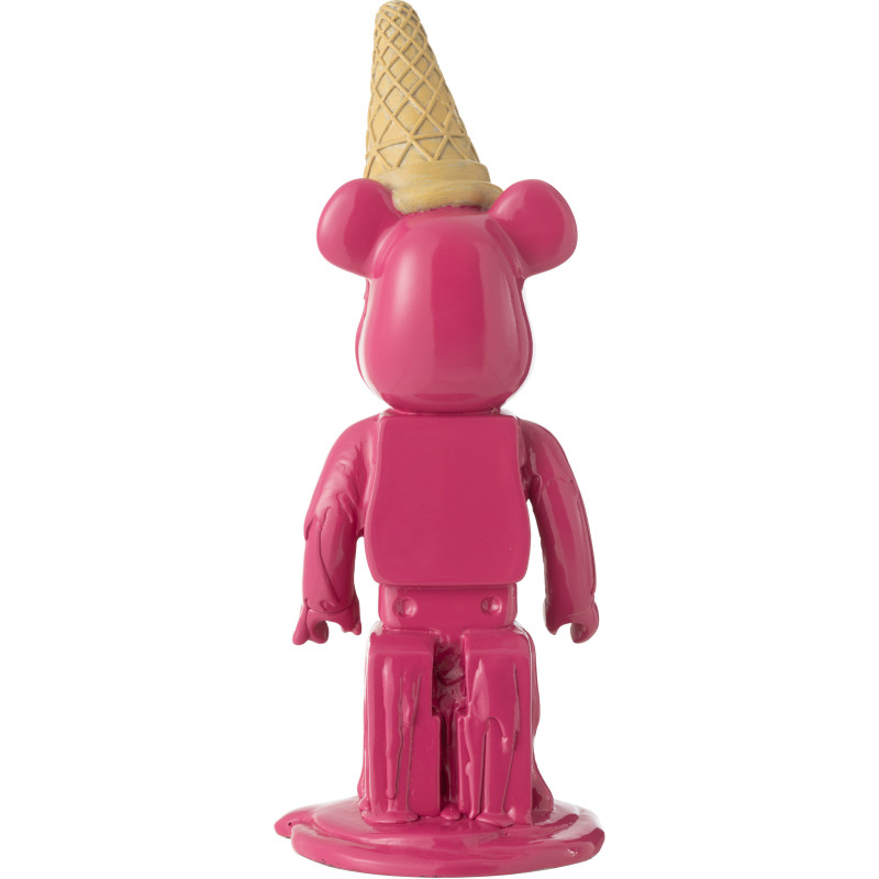 Statuette déco moderne Ours Cornet Hauteur 39 cm en Résine Rose fuchsia Hazi - 3