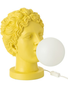 Lampe à poser moderne Tête de femme Hauteur 33 cm en Résine Jaune Zoko - 1