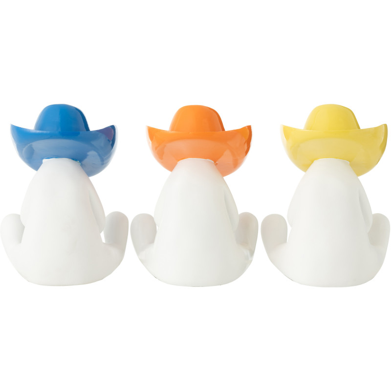 Statuettes originales Bonhommes Chapeaux Hauteur 18 cm en Résine Blanc Jaune Bleu Orange Cowboy (Lot de 3) - 4