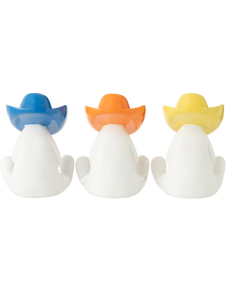 Statuettes originales Bonhommes Chapeaux Hauteur 18 cm en Résine Blanc Jaune Bleu Orange Cowboy (Lot de 3) - 4