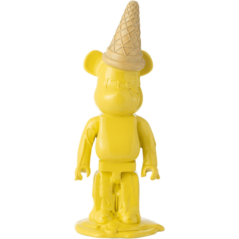 Statuette déco moderne Ours Cornet Hauteur 39 cm en Résine Jaune Hazi - 1