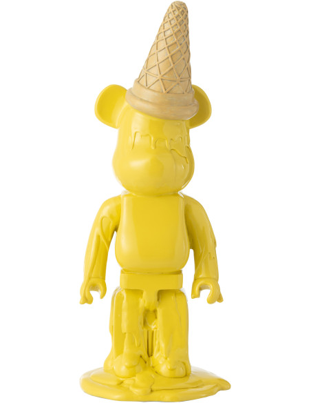 Statuette déco moderne Ours Cornet Hauteur 39 cm en Résine Jaune Hazi - 1