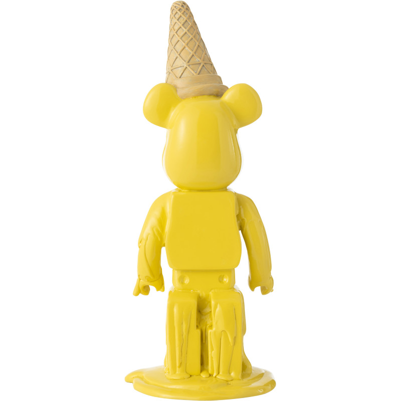 Statuette déco moderne Ours Cornet Hauteur 39 cm en Résine Jaune Hazi - 2