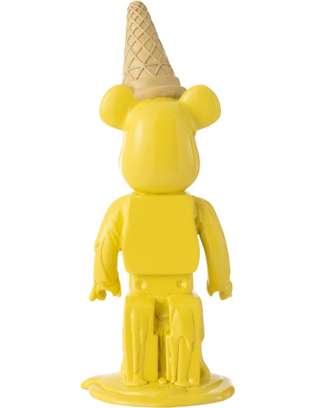 Statuette déco moderne Ours Cornet Hauteur 39 cm en Résine Jaune Hazi - 2
