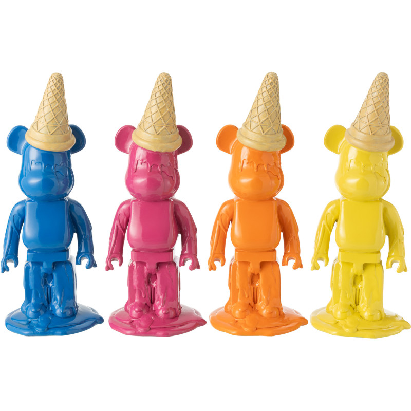 Statuette déco moderne Ours Cornet Hauteur 39 cm en Résine Jaune Hazi - 3