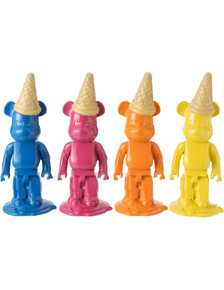 Statuette déco moderne Ours Cornet Hauteur 39 cm en Résine Jaune Hazi - 3