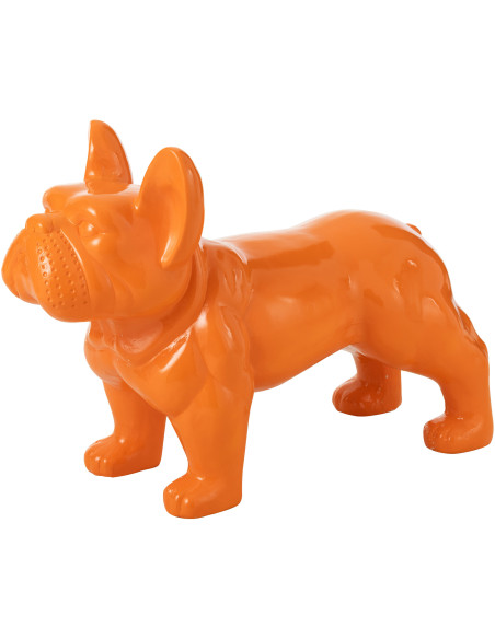 Statue déco moderne Bulldog 88 cm en Résine Orange Mgo - 1