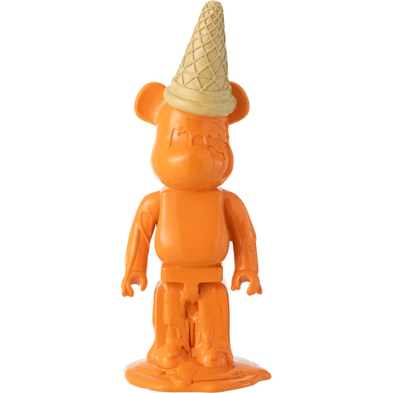 Statuette déco moderne Ours Cornet Hauteur 39 cm en Résine Orange Hazi - 1