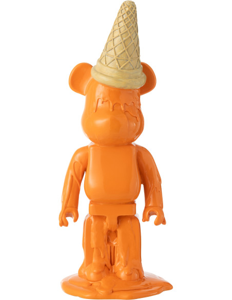 Statuette déco moderne Ours Cornet Hauteur 39 cm en Résine Orange Hazi - 1