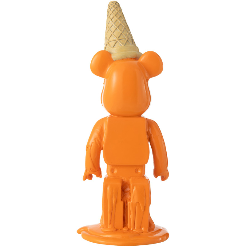 Statuette déco moderne Ours Cornet Hauteur 39 cm en Résine Orange Hazi - 2