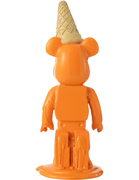 Statuette déco moderne Ours Cornet Hauteur 39 cm en Résine Orange Hazi - 2