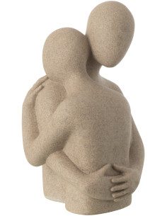 Statue déco abstraite Couple Hauteur 38 cm en Résine Beige Moucheté Tivo - 1