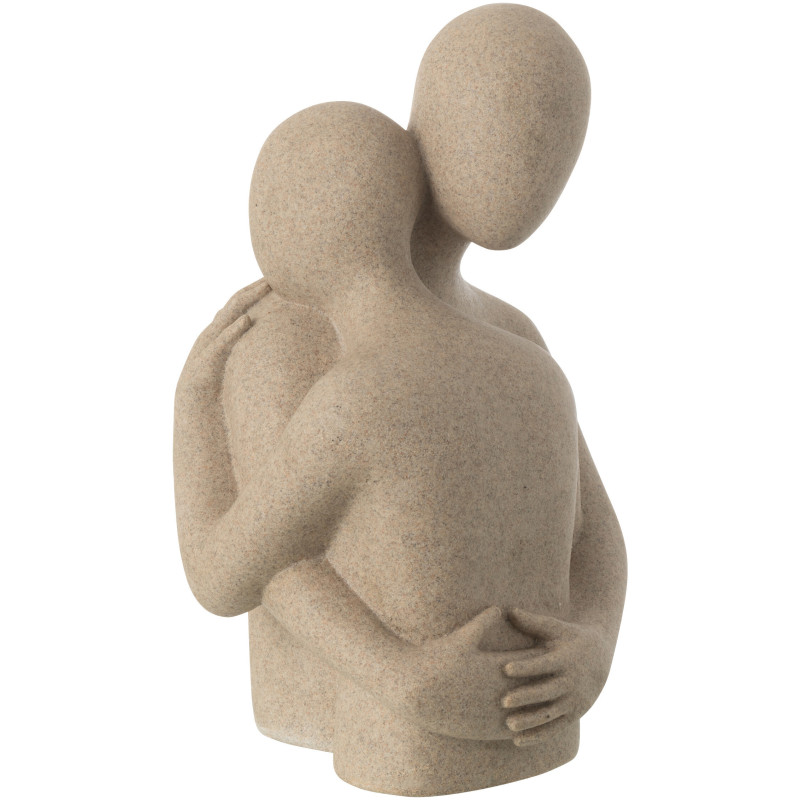 Statue déco abstraite Couple Hauteur 38 cm en Résine Beige Moucheté Tivo - 1