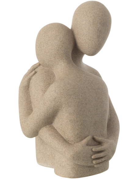 Statue déco abstraite Couple Hauteur 38 cm en Résine Beige Moucheté Tivo - 1