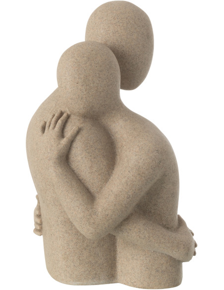 Statue déco abstraite Couple Hauteur 38 cm en Résine Beige Moucheté Tivo - 2
