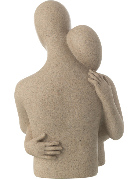 Statue déco abstraite Couple Hauteur 38 cm en Résine Beige Moucheté Tivo - 3