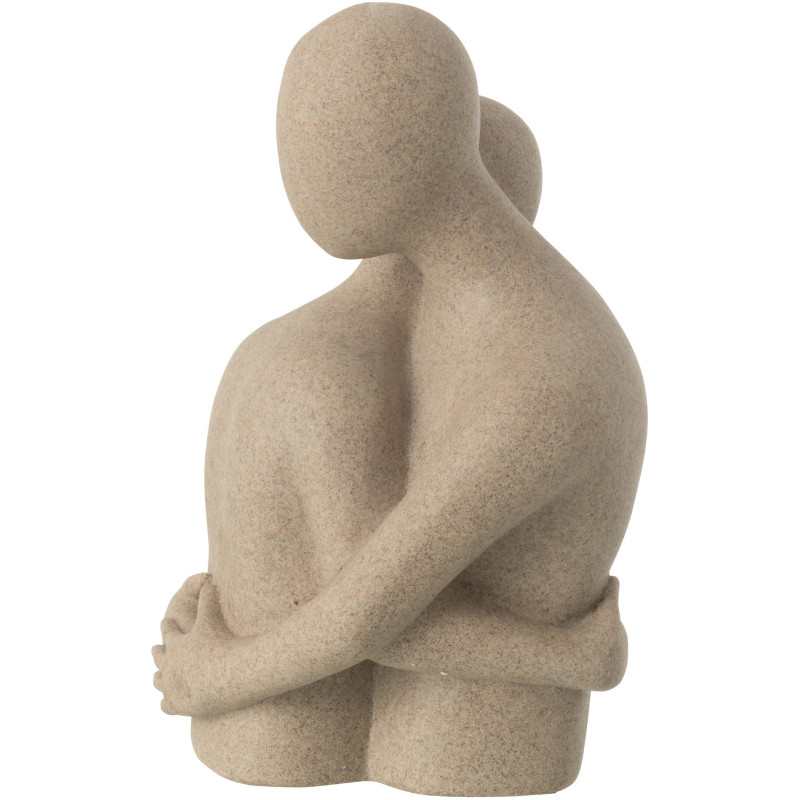 Statue déco abstraite Couple Hauteur 38 cm en Résine Beige Moucheté Tivo - 4