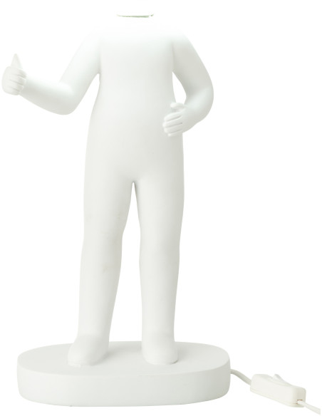 Lampe à poser originale Bonhomme Pouce Hauteur 44 cm en Résine Blanc Kadi - 2