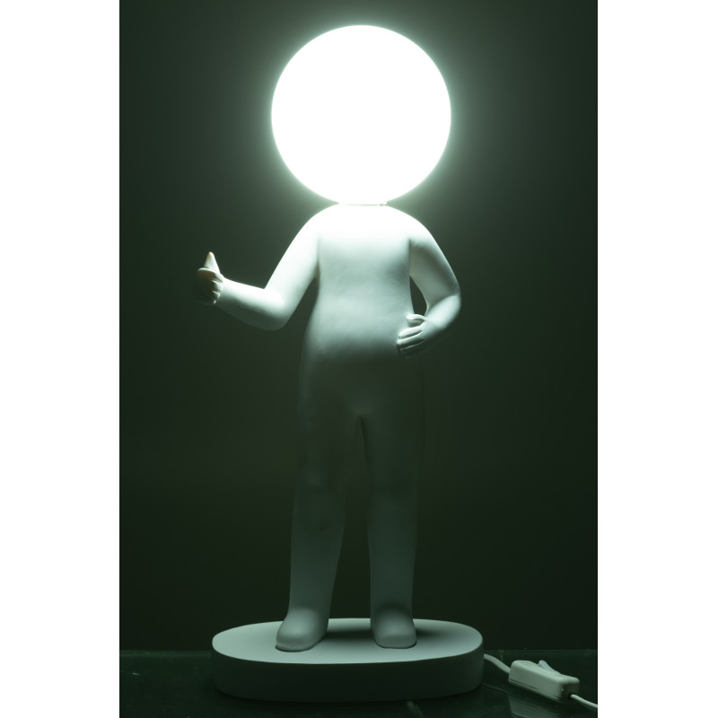Lampe à poser originale Bonhomme Pouce Hauteur 44 cm en Résine Blanc Kadi - 3