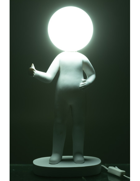 Lampe à poser originale Bonhomme Pouce Hauteur 44 cm en Résine Blanc Kadi - 3
