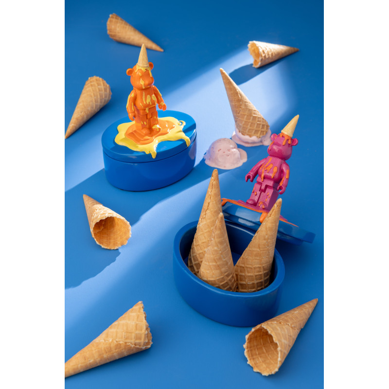 Boites de rangement déco Ours Cornet en Résine Bleu Rose fuchsia Orange Hazi (Lot de 2) - 2