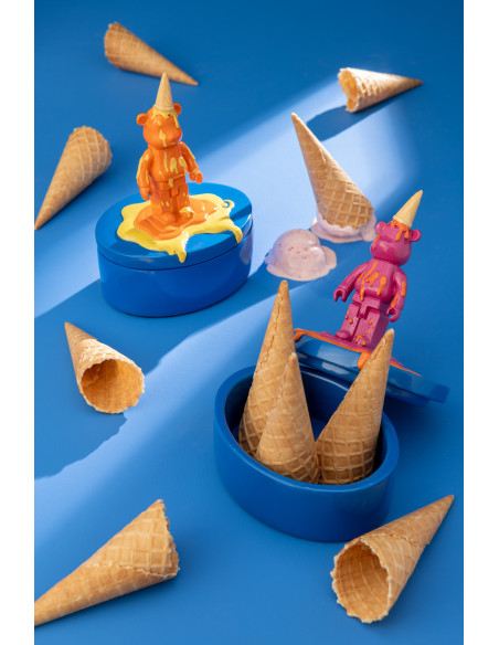 Boites de rangement déco Ours Cornet en Résine Bleu Rose fuchsia Orange Hazi (Lot de 2) - 2