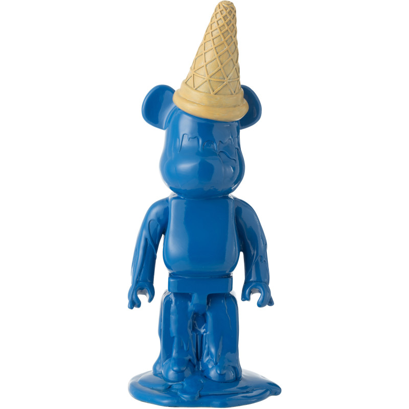 Statuette déco moderne Ours Cornet Hauteur 39 cm en Résine Bleu Hazi - 1